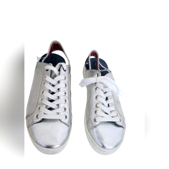 Tommy Hilfiger Size US 6.5 Silver and White Back Sling Sneakers - Picture 5 of 8